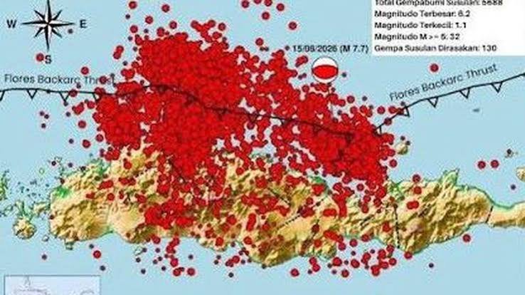 Ribuan Gempa Susulan Masih Guncang NTT Pascagempa M7,7 Flores